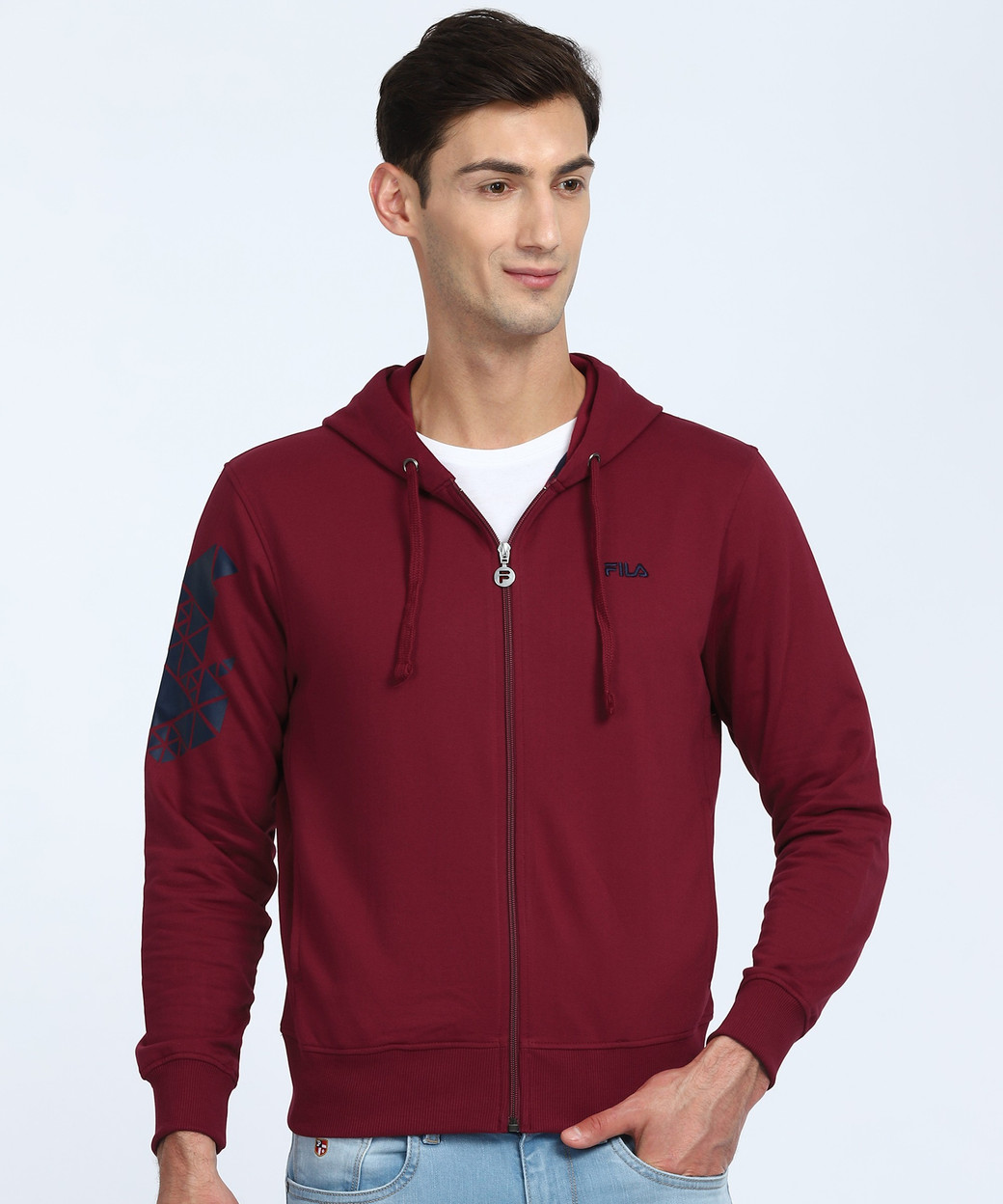 fila full sleeve solid men's sweatshirt
