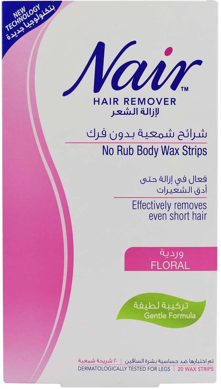 Nair Hair Remover No Rub Body Wax Strips Floral 20 Wax Strips