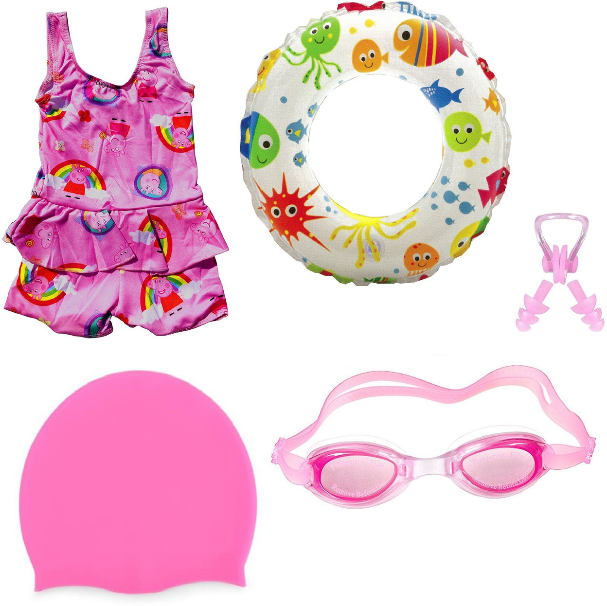girls pink swimming costume