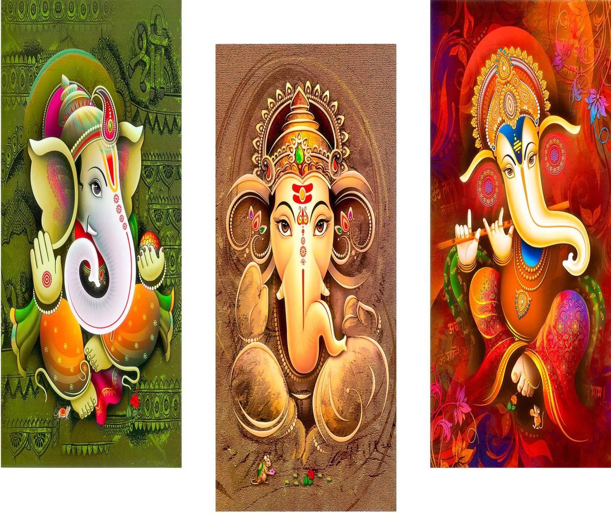 Saf Ganesha 6mm Mdf Framed Set Of 3 Digital Reprint 15 Inch X 18