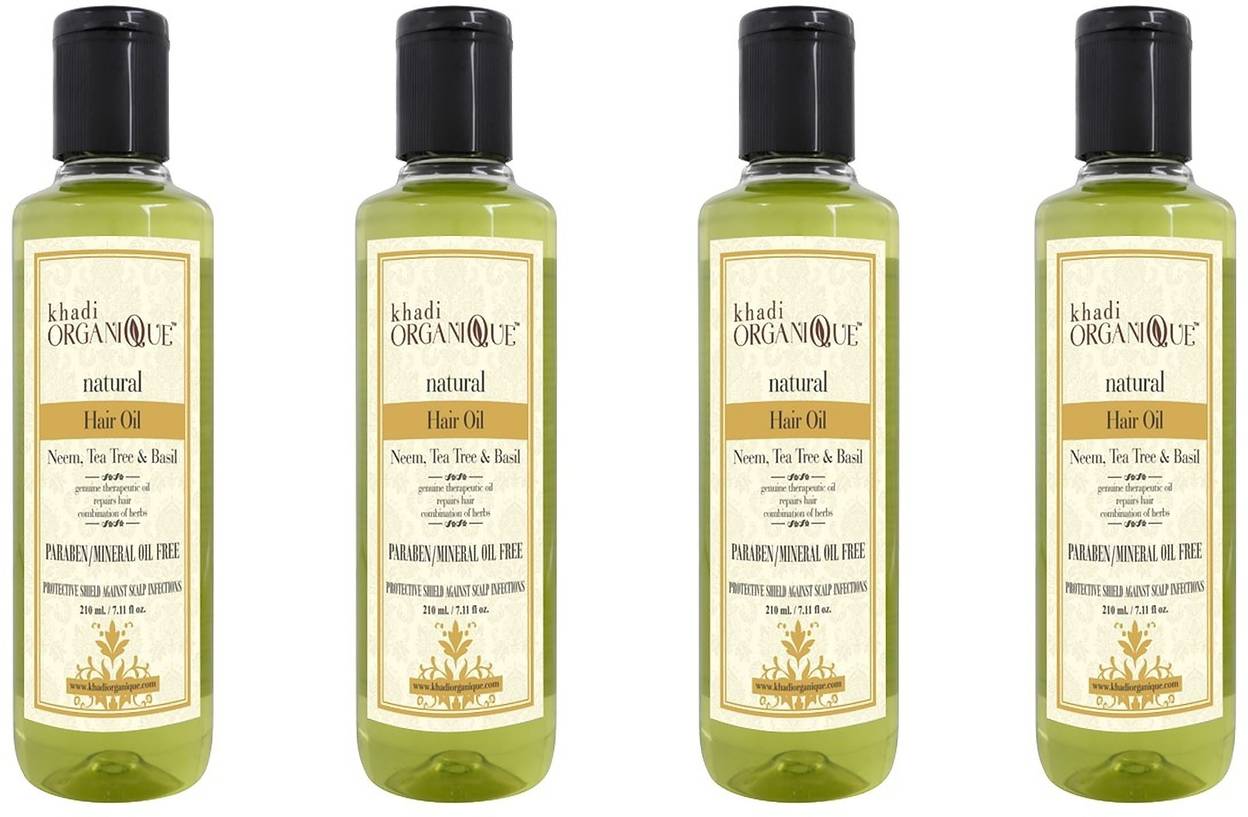 Khadi Organique Herbal Natural Neem Tea Tree Basil Hair Oil