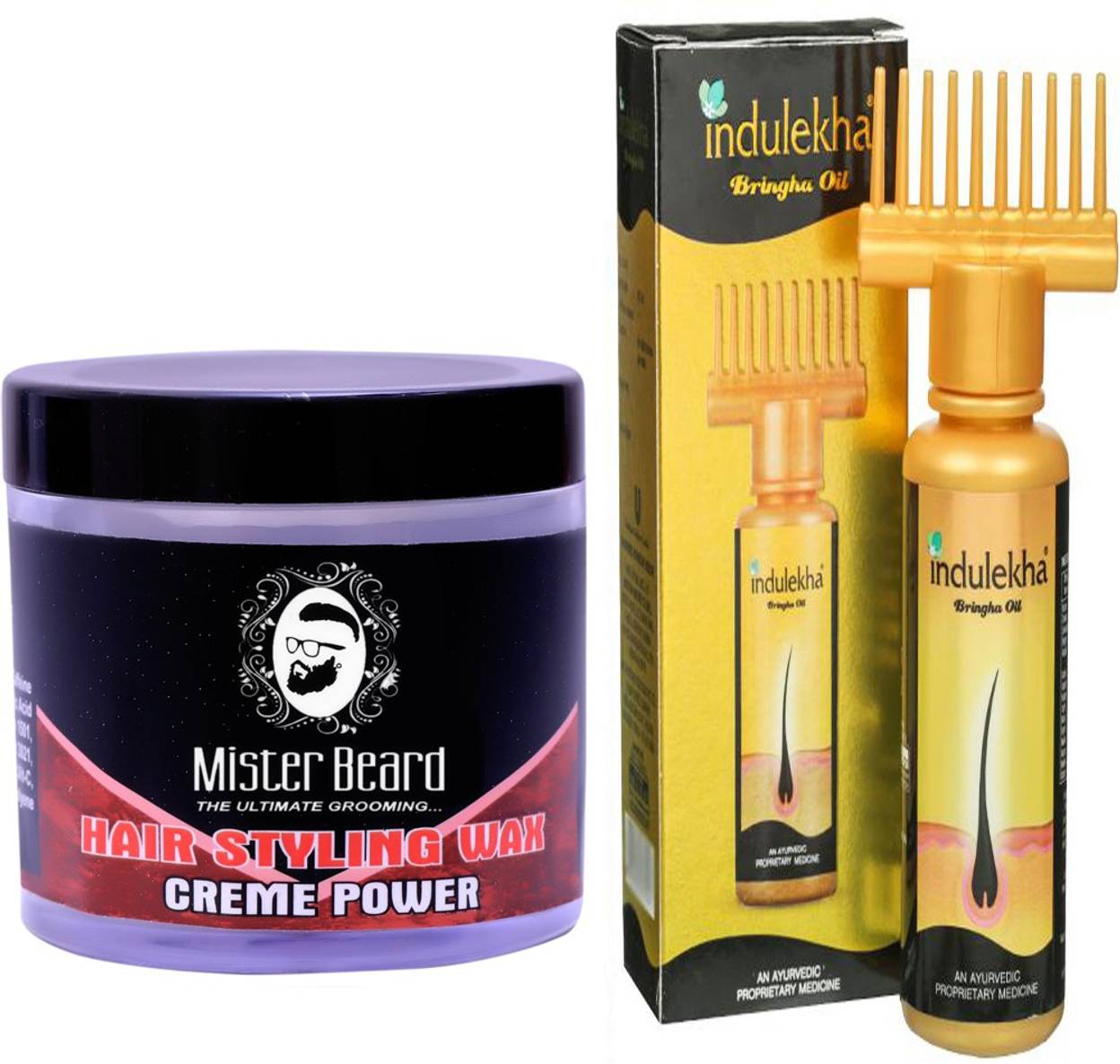 Mister Beard Hair Wax Creme With Indulekha Hair Oil Set Of 2
