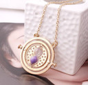 Rotating Hour Glass Kalematstore Harry Potter Time Turner Necklace Gold Sand Hermione Granger 