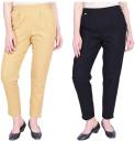Buy Neelo Kurti Regular Fit Cotton Trouser Pants for  Women(Black-Beige002-S) at
