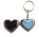 Unisex Metal Open Heart Shape Love Key Chain with Mirror and Photo Frame Small 