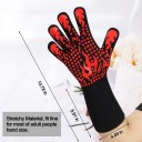 BBQ Gloves 1472°F Heat Resistant Grilling Gloves Silicone Non-Slip Oven Gloves Long Kitchen Gloves for Barbecue Cooking Cutting Baking 