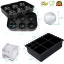 iReaydo Ice Cube Trays Funnel Included, Black 6 Sphere Ice Ball Maker for Whiskey Cocktail or Homemade Silicone Ice Sphere Molds with Lid 
