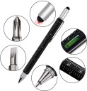 Matte blue 6 in 1 Multitool Pen with Gift Box Includes 1 Ballpoint Pen The Perfect Multi-Function Gadget Level Gauge Universal Stylus Pen Ruler,Flat and Phillips Screwdriver Bit 