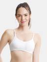 Women's Wirefree Non Padded Super Combed Cotton Elastane Stretch Full  Coverage Beginners Bra with Adjustable Straps - White