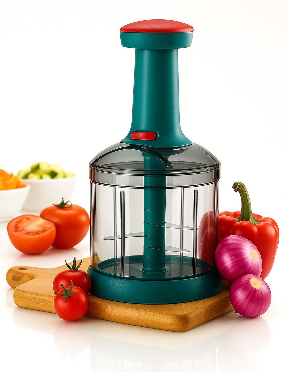 Ecodex Hand Push Chopper with 3 Blades for Effortless Chopping Vegetables & Fruits Kitchen Tool Set (Chopper)