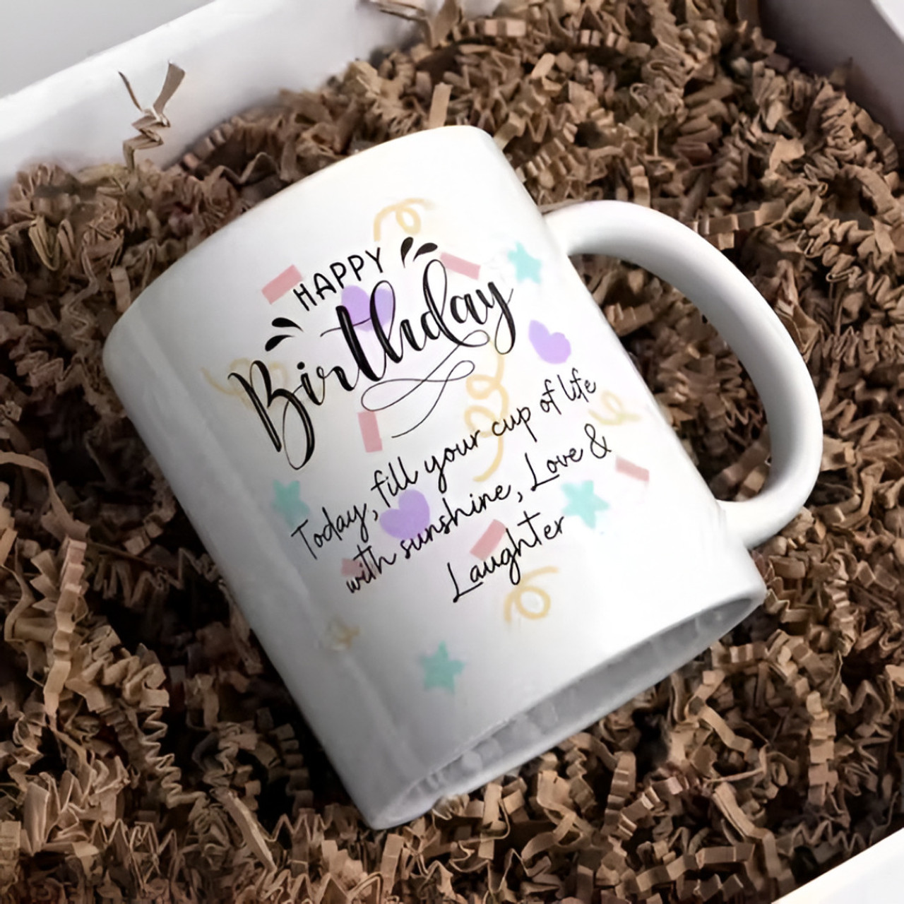 AVISTRA Happy Birthday Printed Cup, Gifting Cup, Birthday Gifting Ceramic Coffee Mug (330 ml)