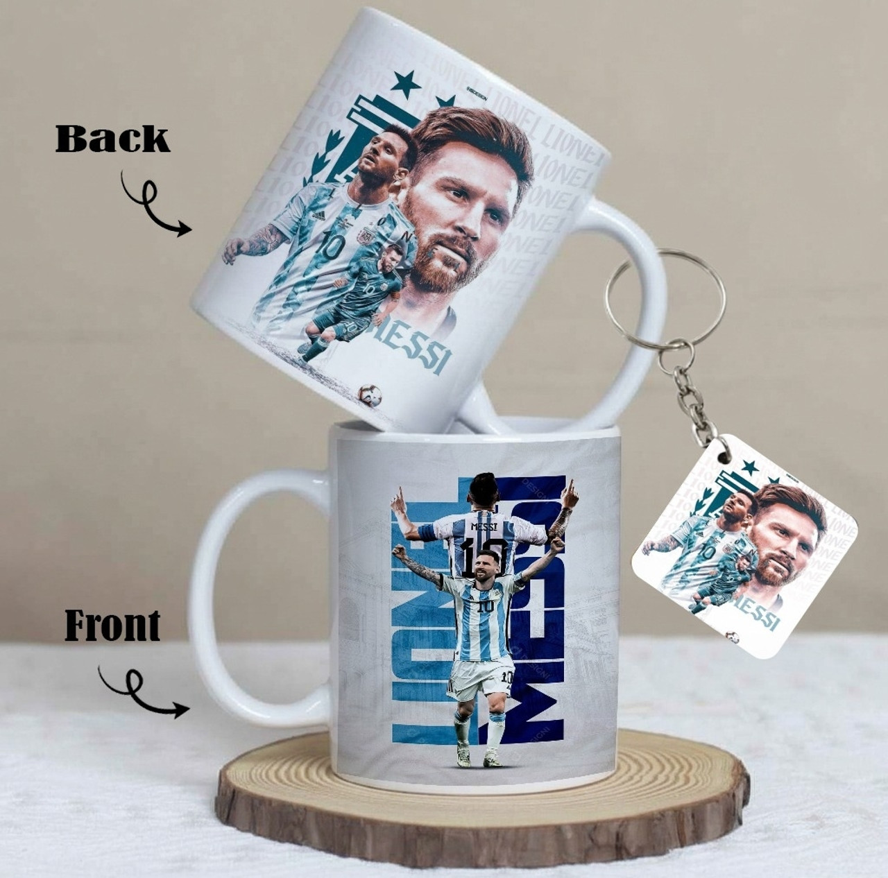 GIVENTA Messi Football Legend Ceramic Coffee – High Quality Printed Tea Cup Ceramic Coffee Mug (350 ml, Pack of 2)