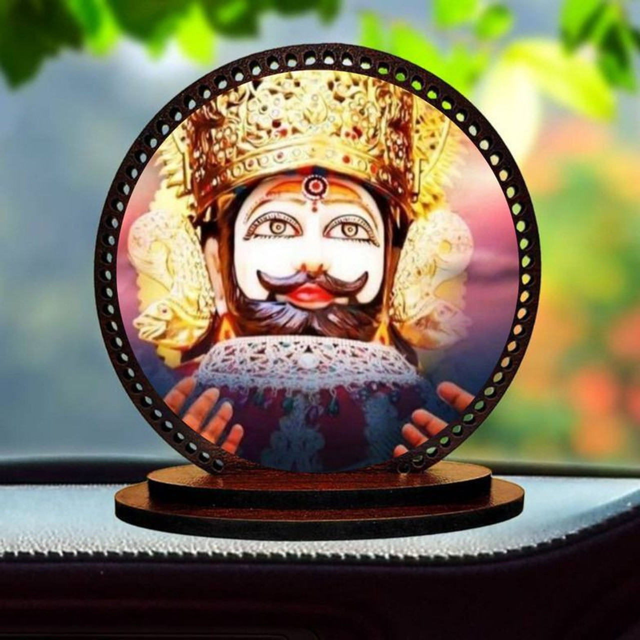 GiftzLane Lord KHATU ji Idol for car Dashboard & Home Decorative Showpiece  -  7.62 cm (Wood, Multicolor)