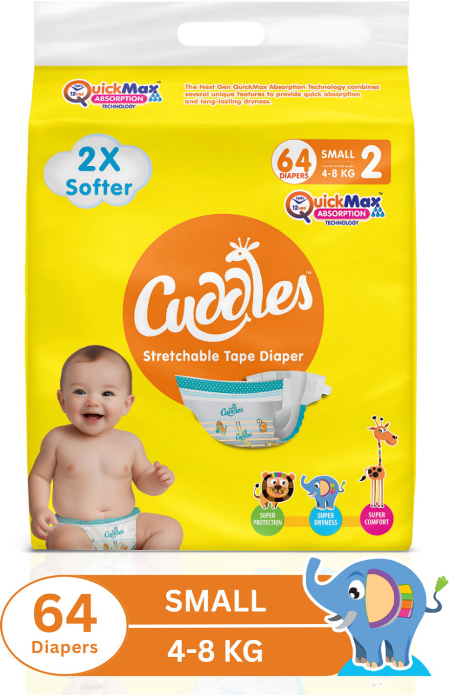 Cuddles Stretchable Tape Diapers Tape Diapers - S (64 Pieces)