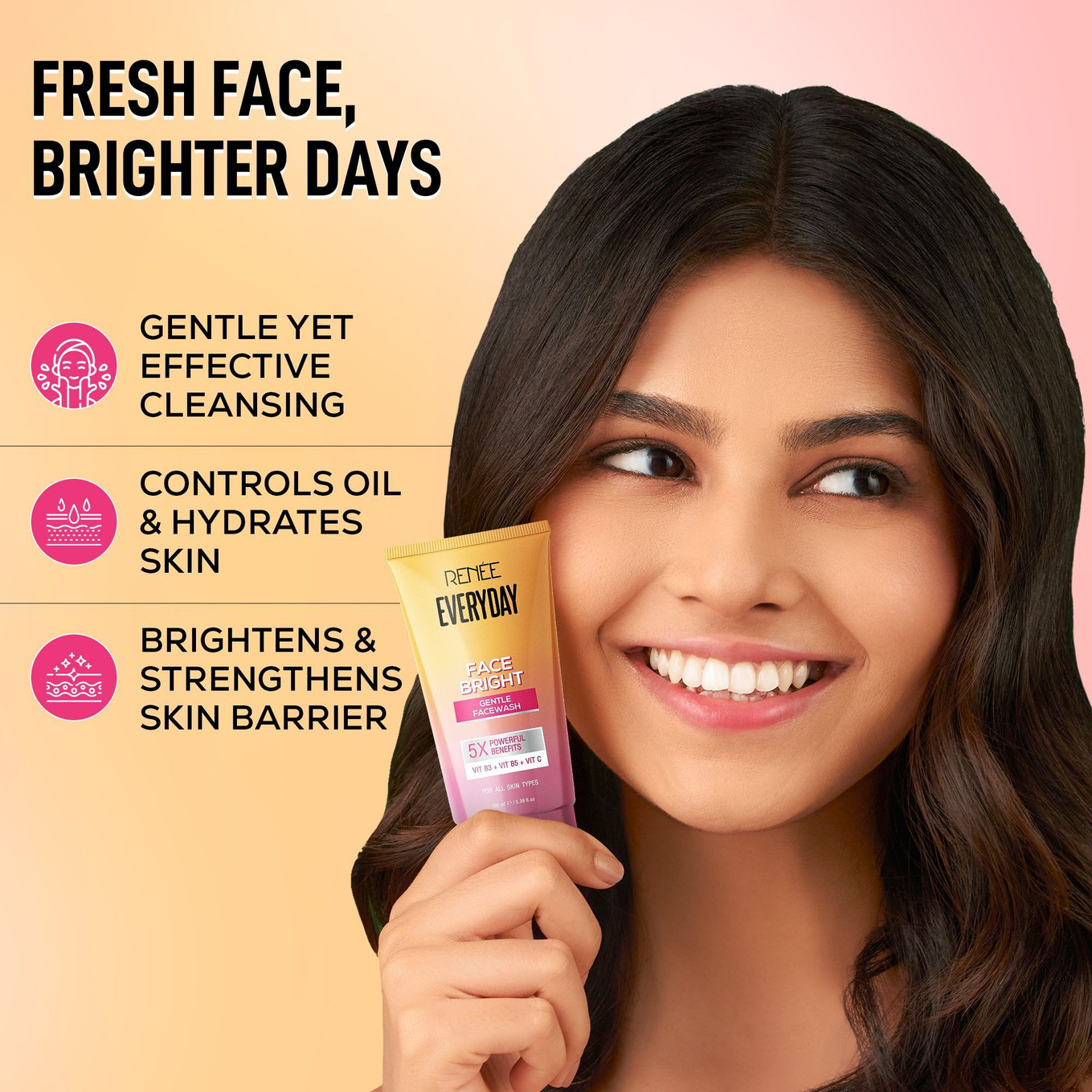Renee Everyday Face Bright , Hydrates, Brightens Reduces Oil, With Vitamin C Face Wash (100 ml)
