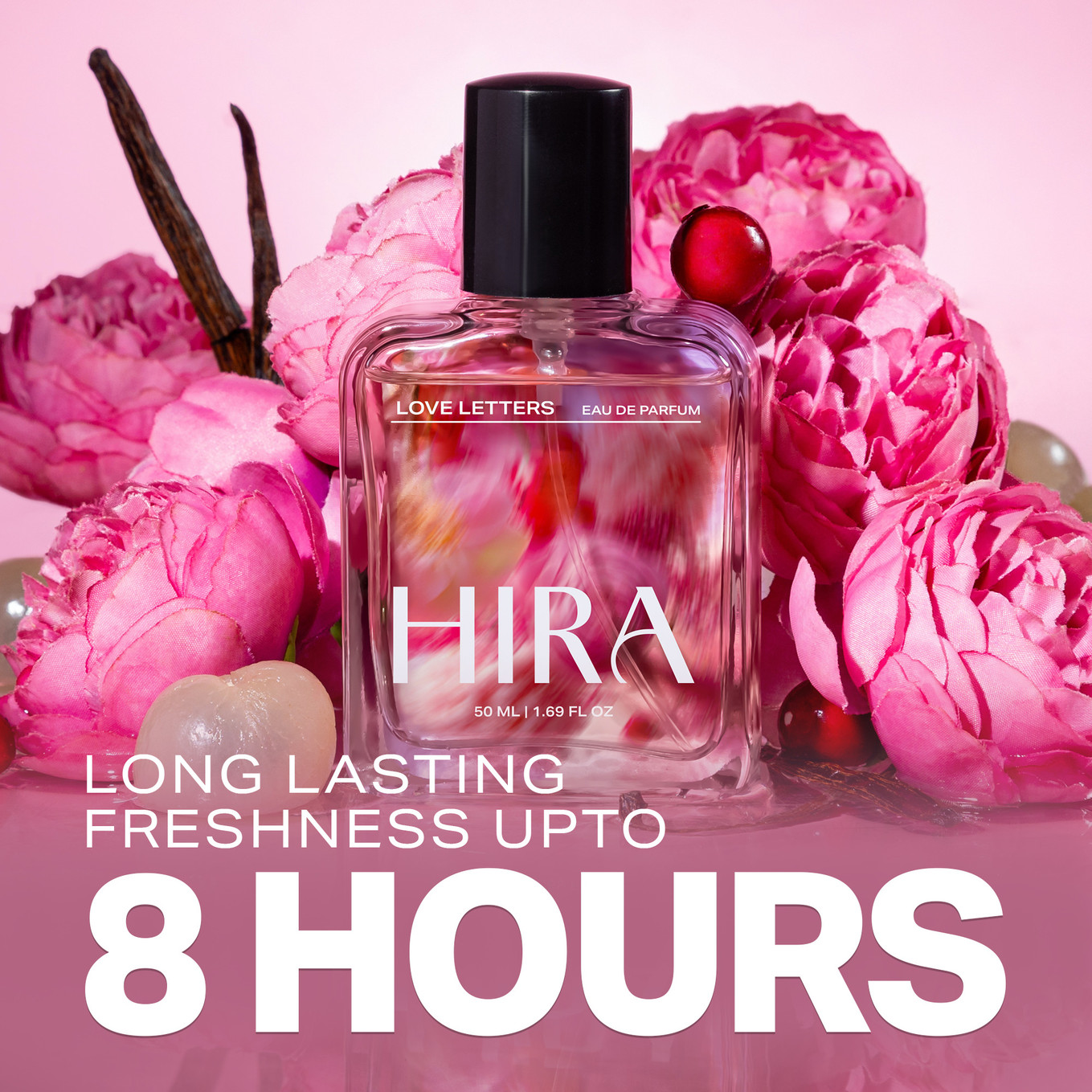 HIRA Love Letters Perfume | Long Lasting Fragrance Fruity Floral & Vanilla Scent Eau de Parfum - 50 ml (For Women)