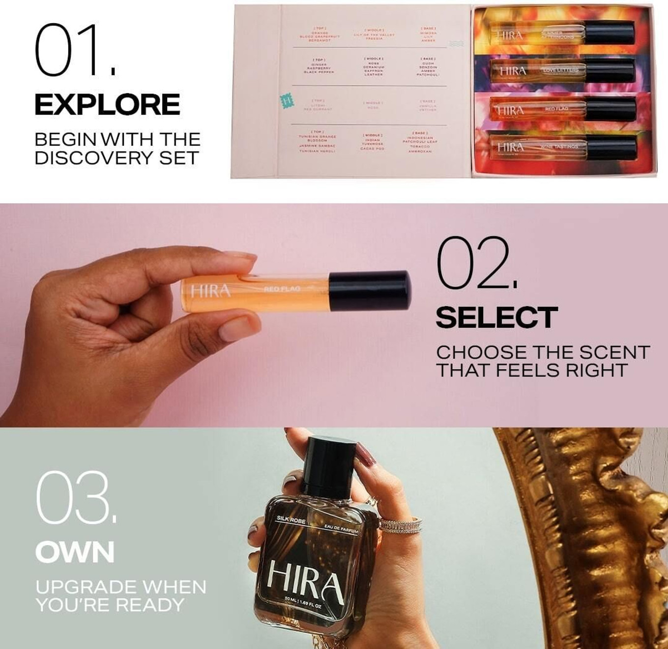 HIRA Discovery Set 4 Luxury Perfumes|LoveLetters|WineTasting|SummerAfternoons|RedFlag Eau de Parfum - 40 ml (For Women)