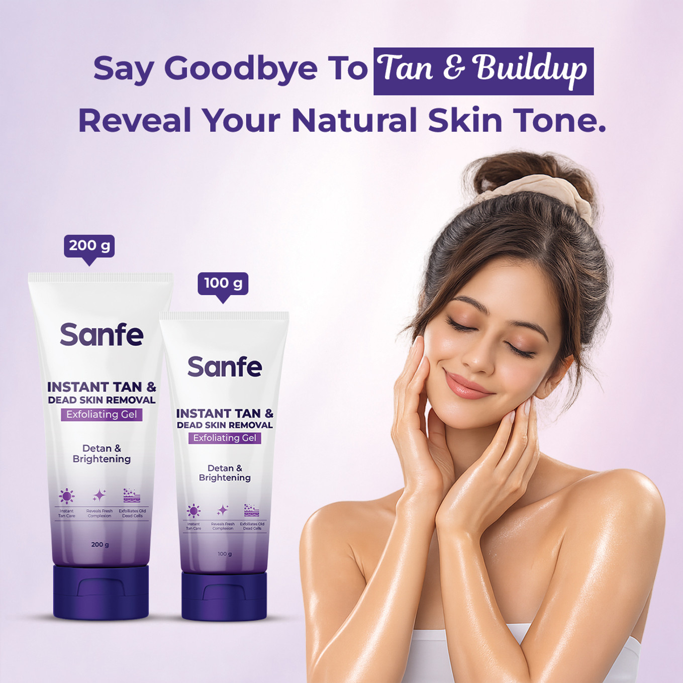 Sanfe Instant Tan Removal Exfoliating Gel | Face & Body Detan Scrub (100 g)