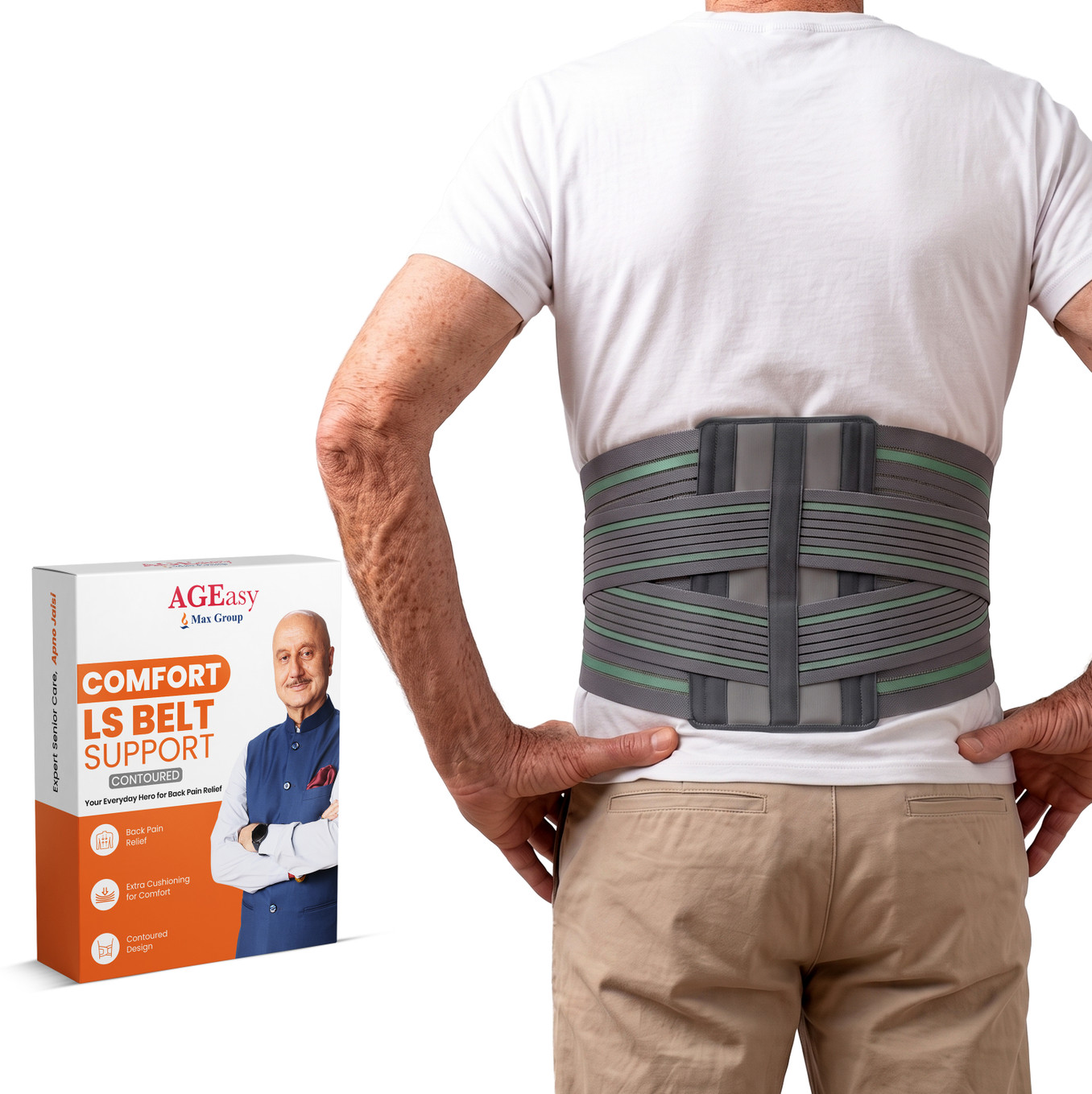 M grey ageasy-comfort-contoured-ls-belt-men-women-lumbar-support-belt-w-gel-padding-back-lumba