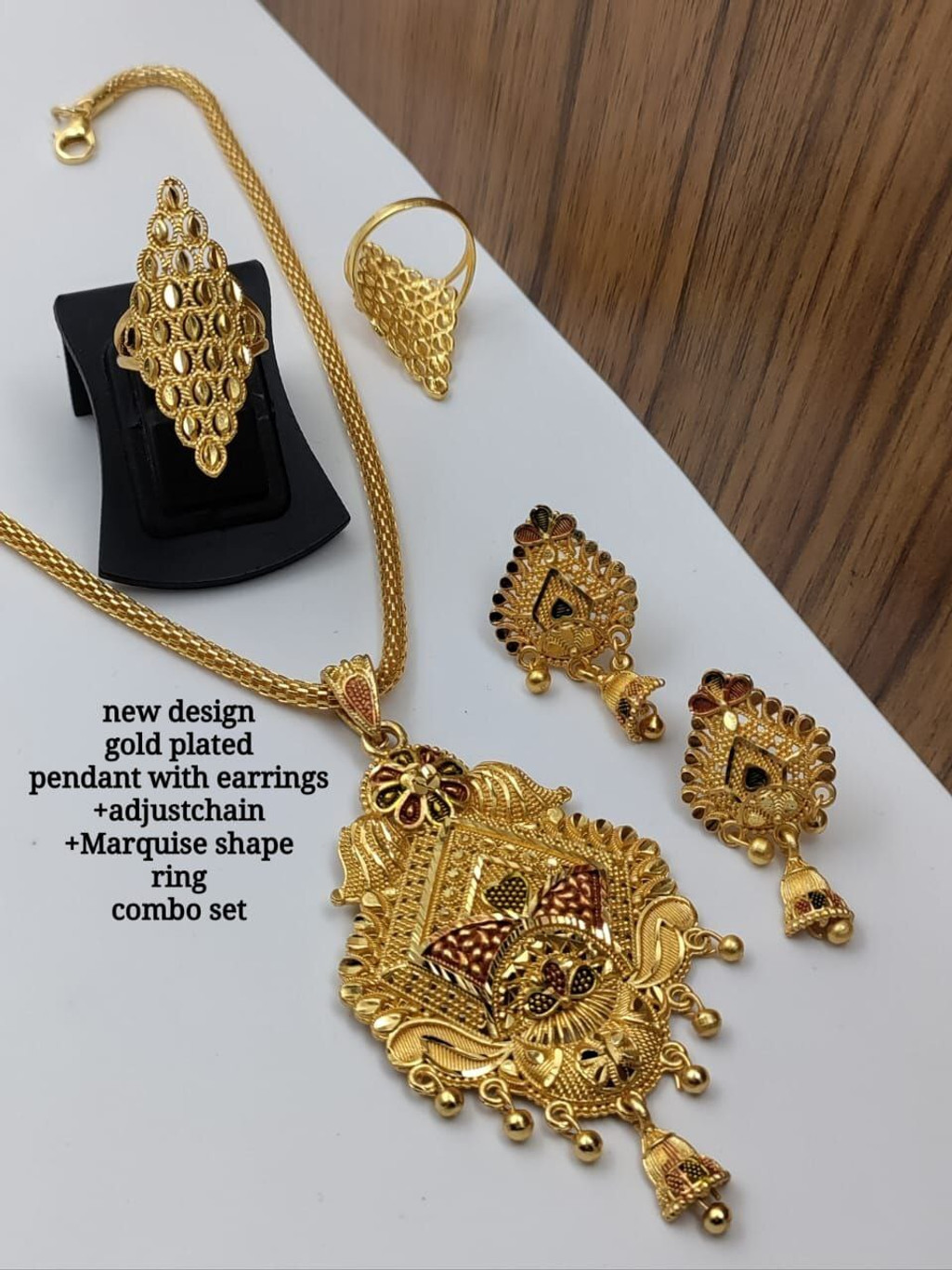 Brass Gold-plated Multicolor Jewel Set