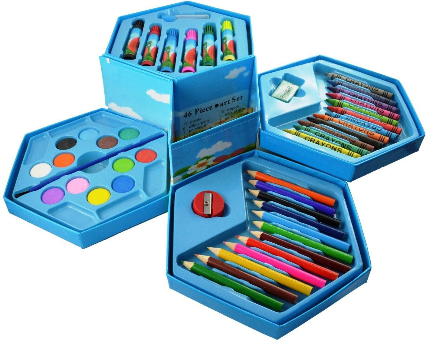 Pencil Case For Coloring Infinxt Colors Box Set Of 46 Pieces Color Pencil Crayons