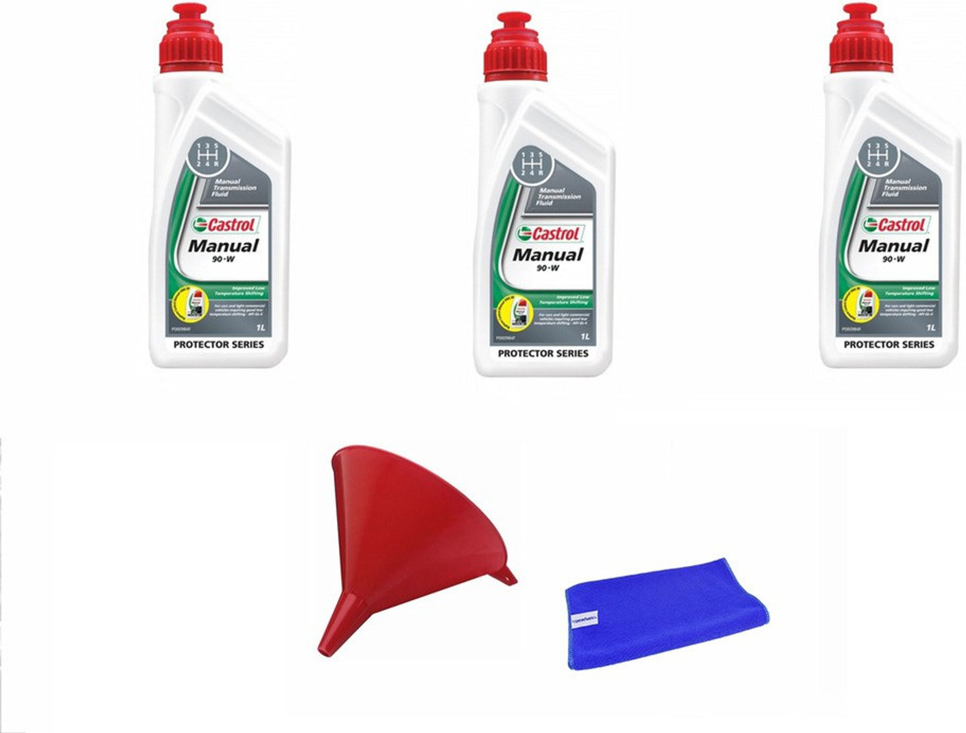 Castrol 1 Castrol 90W Car Gear Oil 3 Litre, 1 Cloth, 1 FunnelMaruti