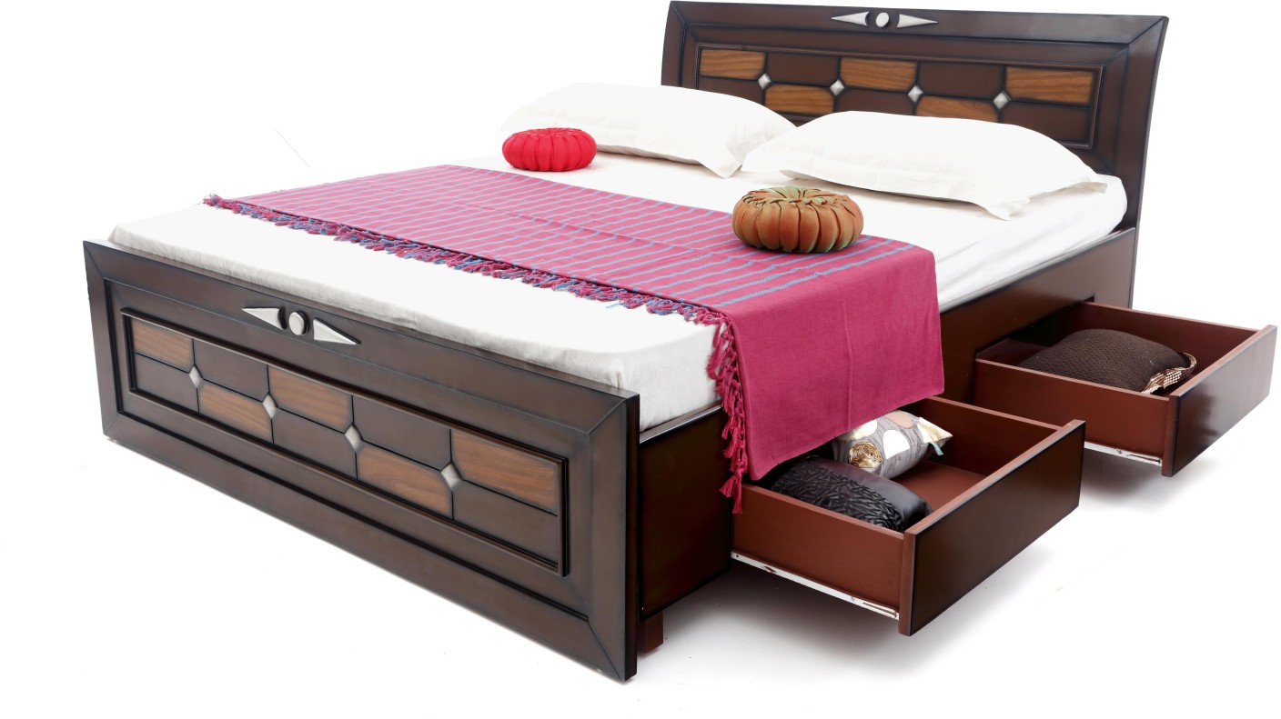 Furnicity Engineered Wood Queen Bed With Storage Price in India - Buy