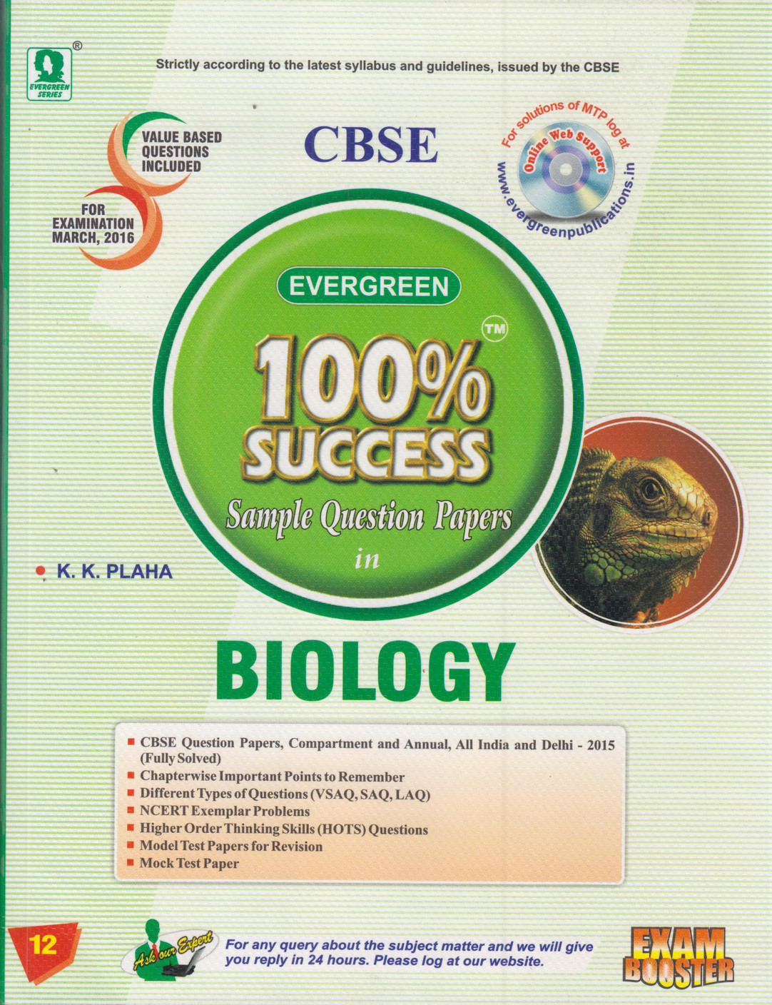 Evergreen 100 Sample Question Papers in Biology for Class 12 Buy
