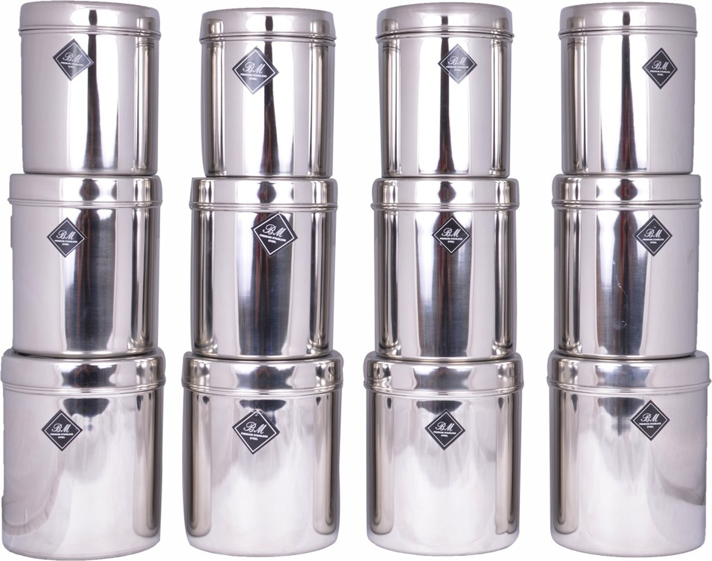 BM Stainless Steel storage box set of 12 2000 ml Steel BM Stainless Steel storage box set of 12 2000 ml Steel