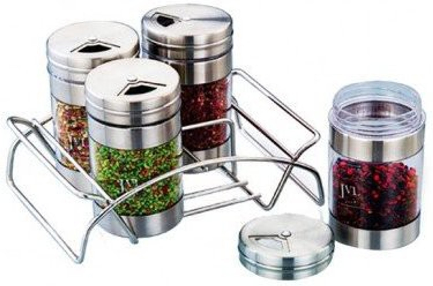JVL Small Mukhwas Canister Set Grill 100 ml Steel, Plastic Spice