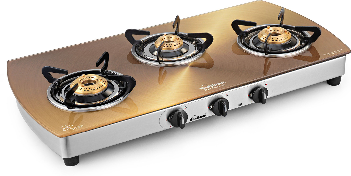 Sunflame Crystal Gold Glass, Stainless Steel Manual Gas Stove Price in