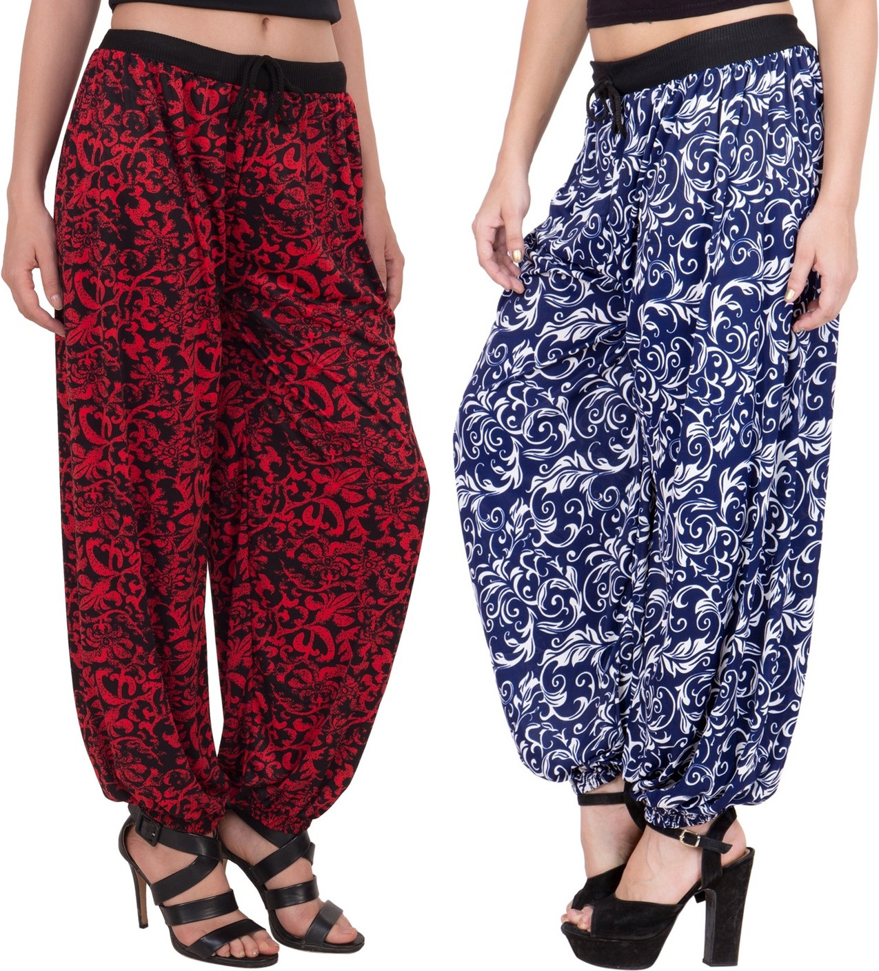 Printed harem pants online Our best selling super soft, bamboo harem pants are back, in two new exclusively designed prints. These comfortable bamboo harem trousers are designed in a relaxed fit, featuring large pockets, a flattering, fold over waistband and tapered ankles.