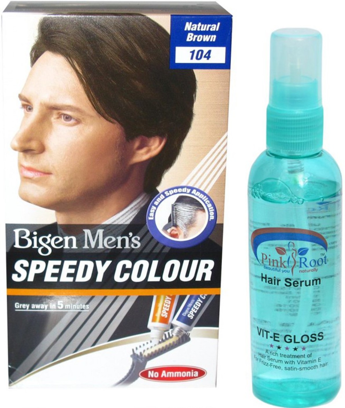 Bigen MENs SPEEDY HAIR COLOUR 104 NATURAL BROWN WITH PINK ROOT