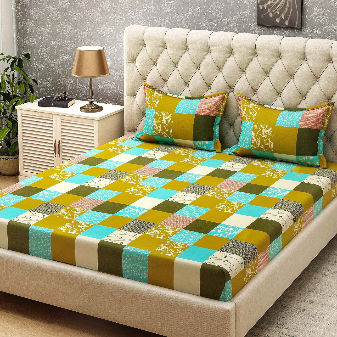 Bombay Dyeing 104 TC Cotton Double Checkered Bedsheet Buy Bombay