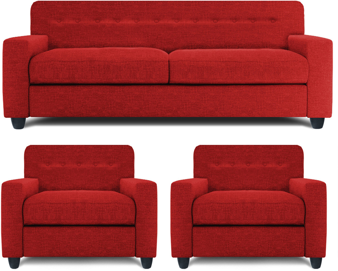 Dolphin Solitaire Fabric 2 + 1 + 1 Red Sofa Set Price in ...