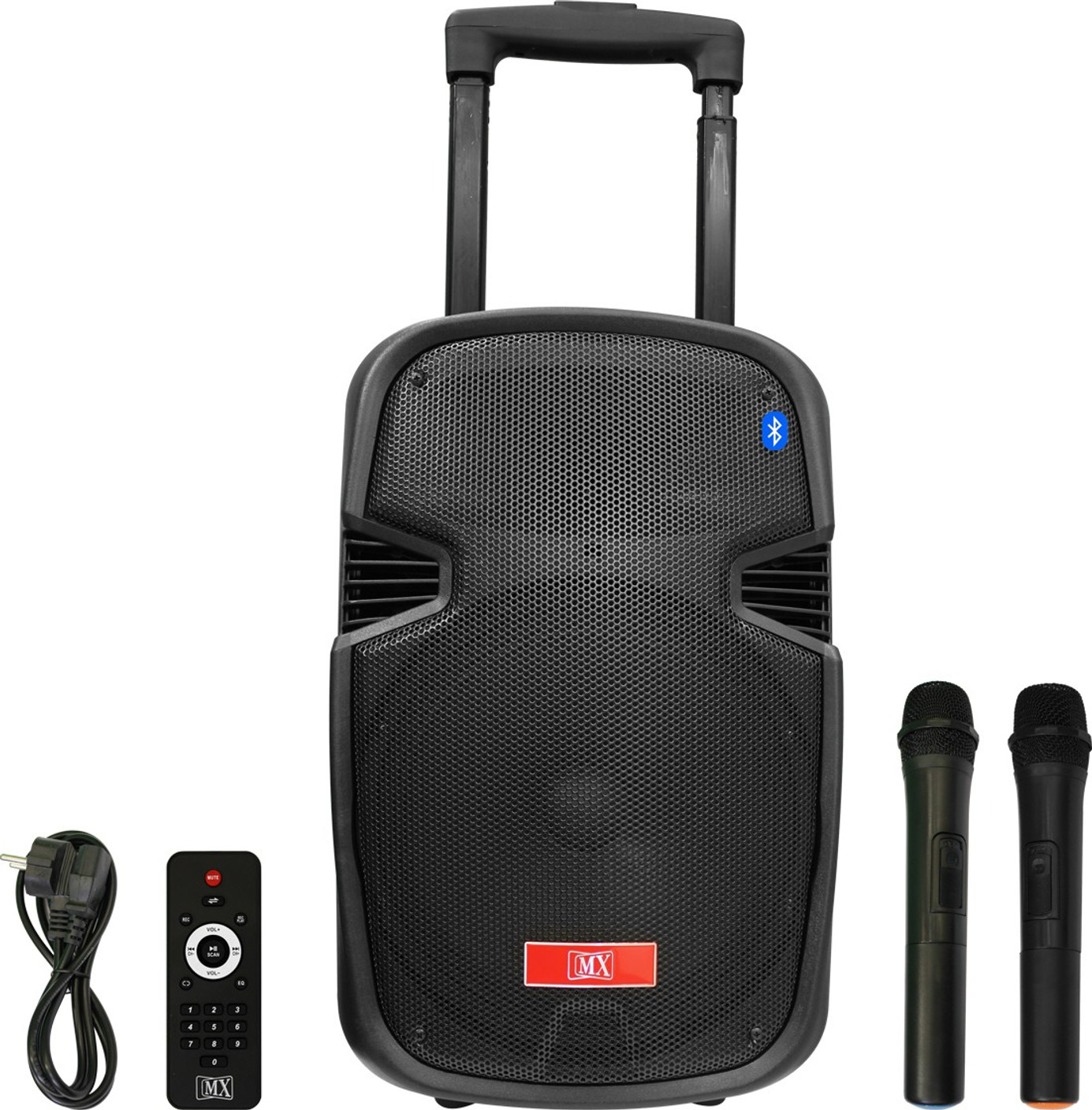 MX 12 Inches Portable Multimedia Trolley Speaker with 2 ...