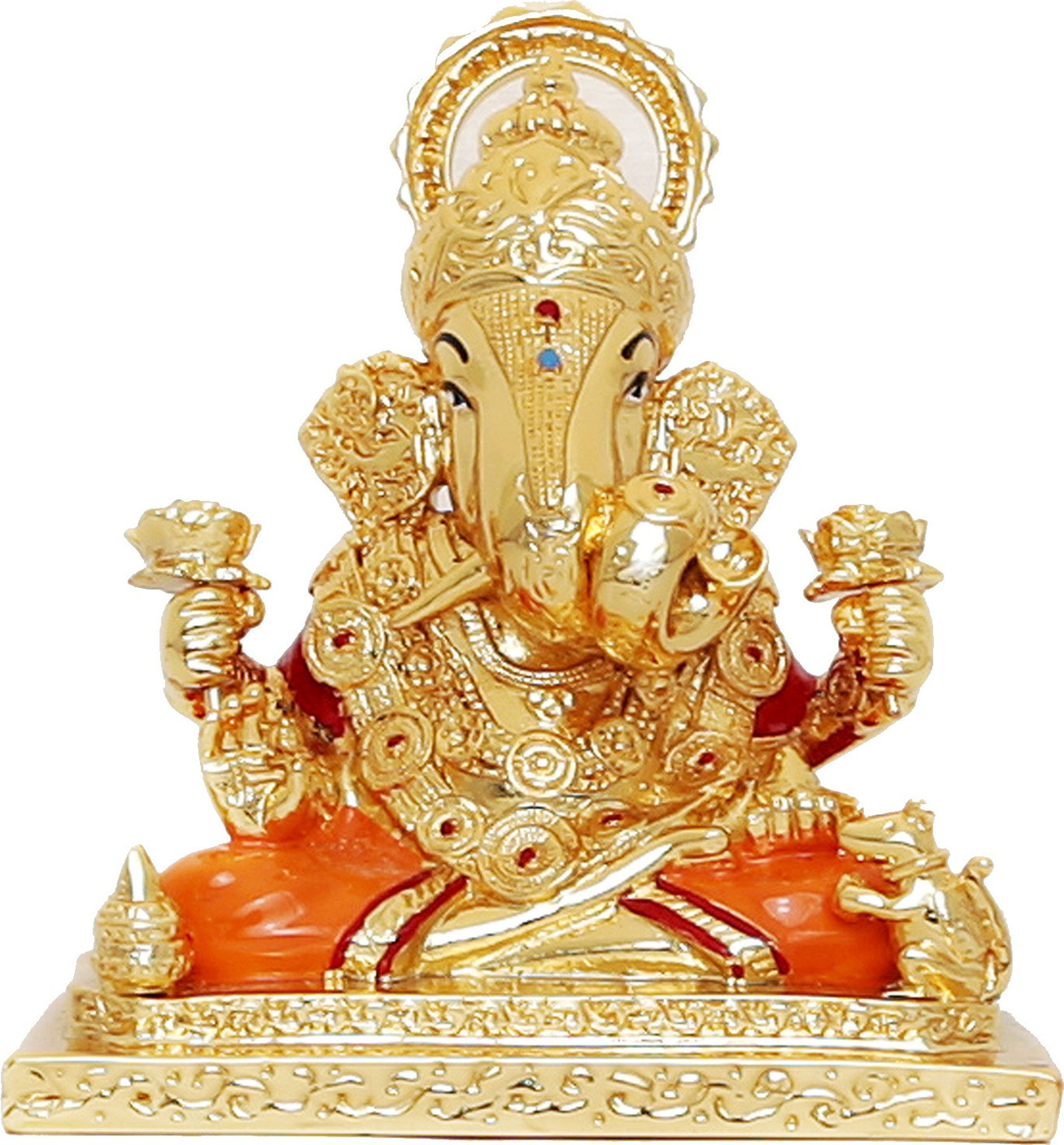 R P Collections Dagadusheth Ganesh Idols Gold Plated Ganesh Idols