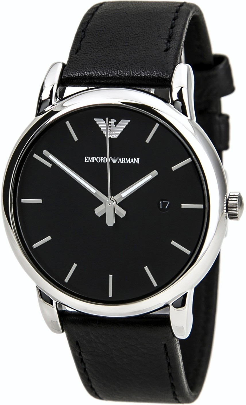Emporio Armani AR1692 Classic Black Dial Black Leather Strap Watch ...