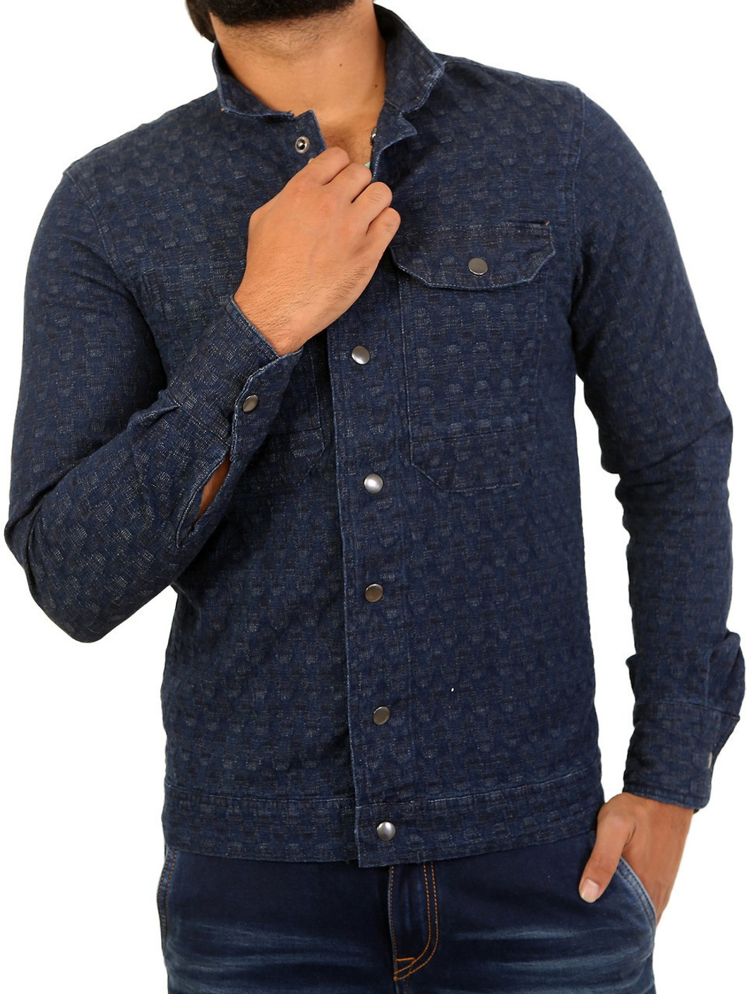RADIATOR Full Sleeve Embellished Men's Casual Denim Jacket Buy