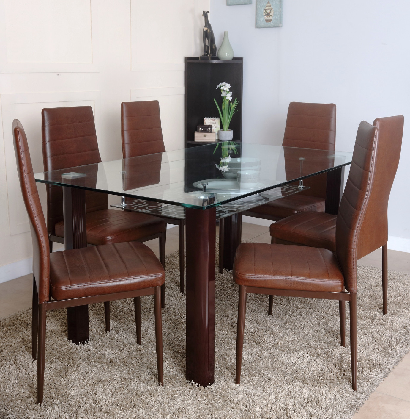 HomeTown Fieste Glass 6 Seater Dining Set Price in India ...