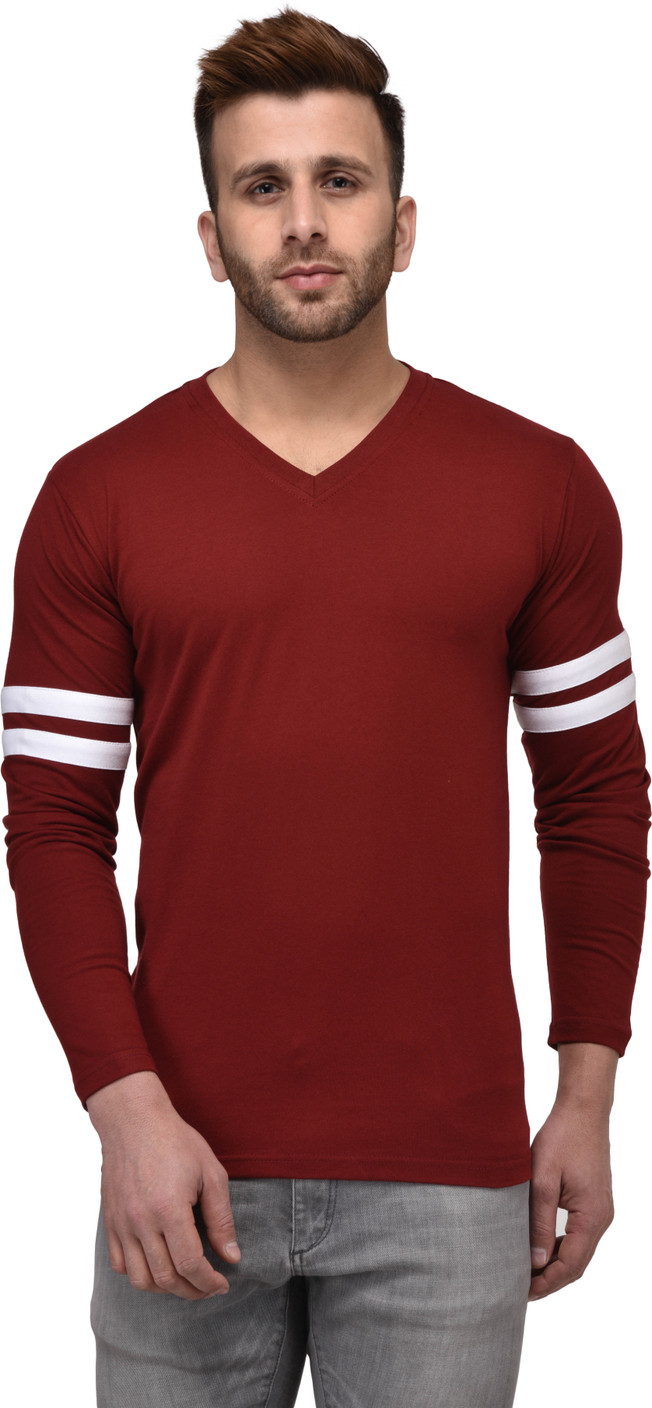 Kay Dee Solid Men's V-neck Maroon T-Shirt - Buy Kay Dee ...