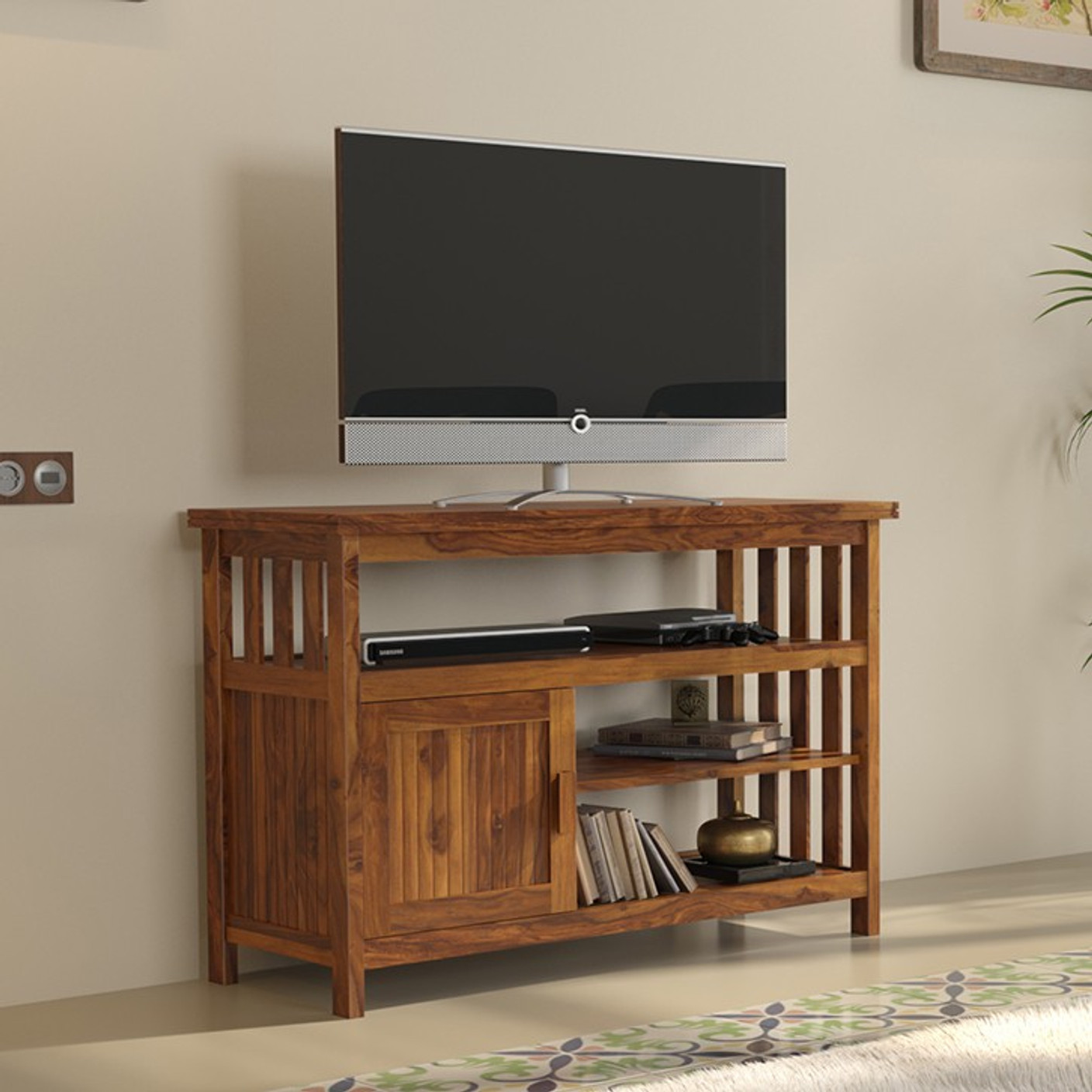 Urban Ladder Rhodes High 45" Solid Wood TV Entertainment Unit Price in