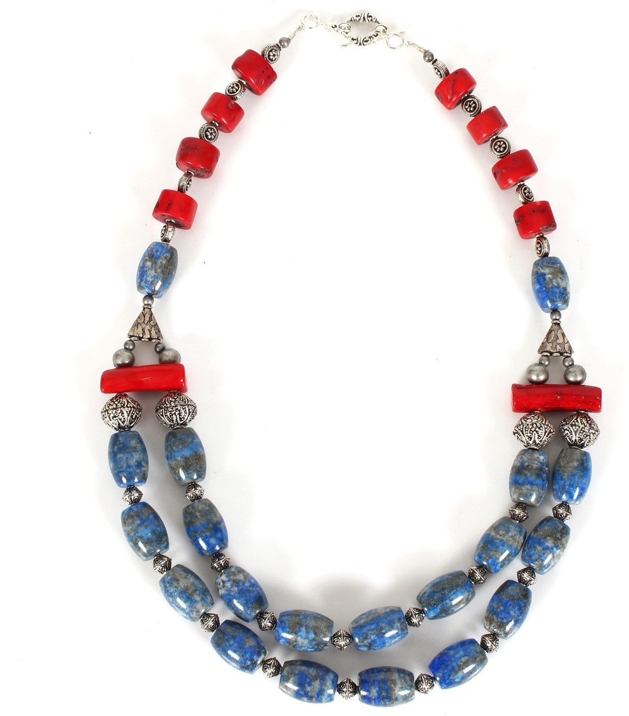 Cherrytin Lapis Lazuli, Coral Silver Necklace Price in ...