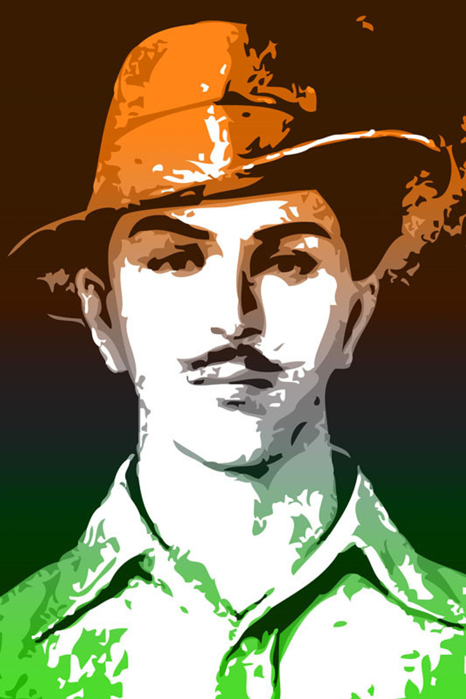 Bhagat Singh - Tricolor Paper Print - Personalities posters in India