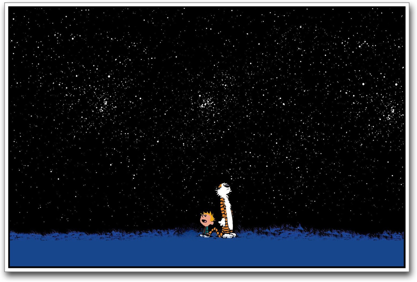 Calvin and Hobbes looking at the sky Paper Print - Animation & Cartoons ...