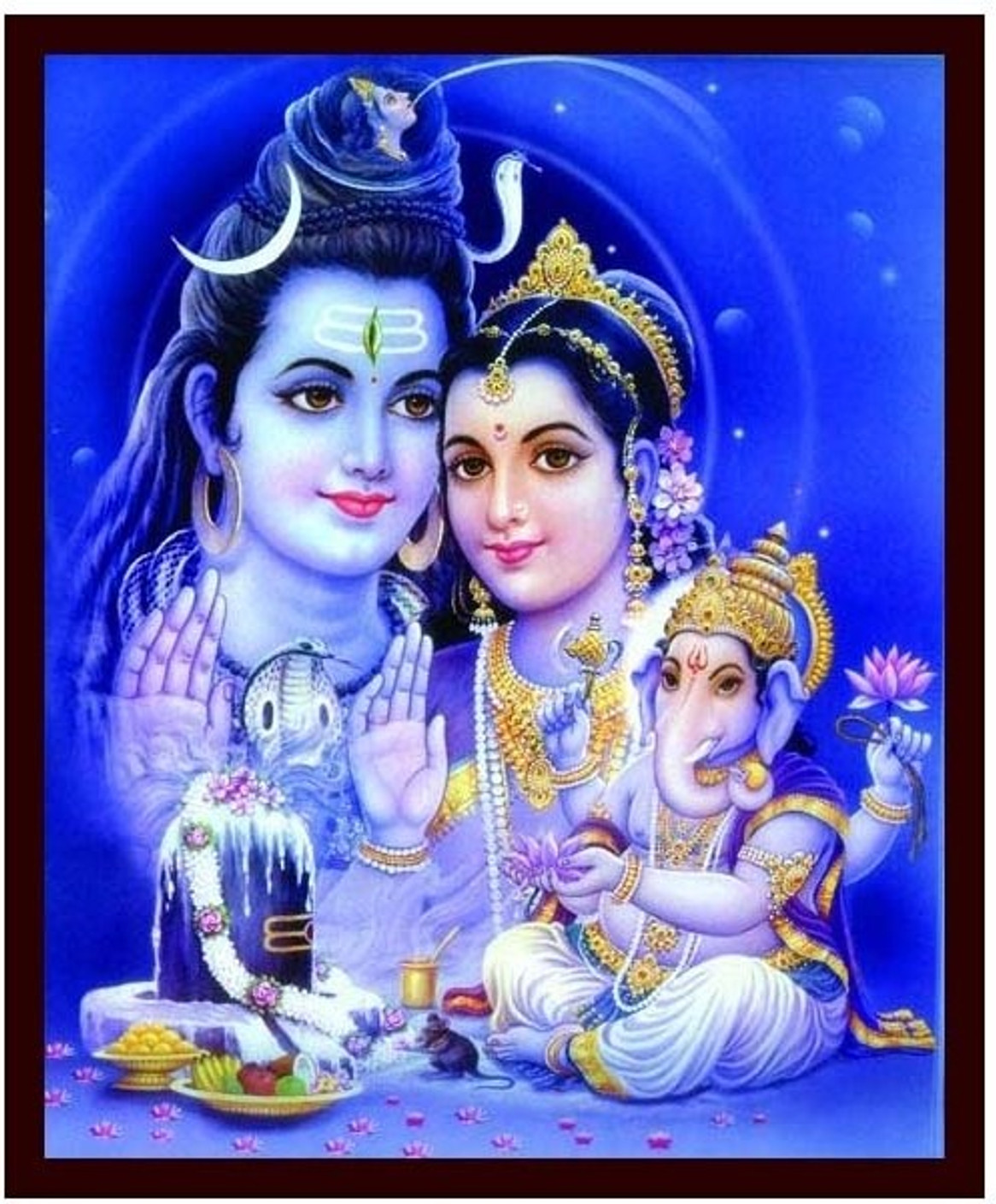 Lord Shiva and Parvathi and Ganesha - 6 Canvas Art - Religious posters in India - Buy art, film