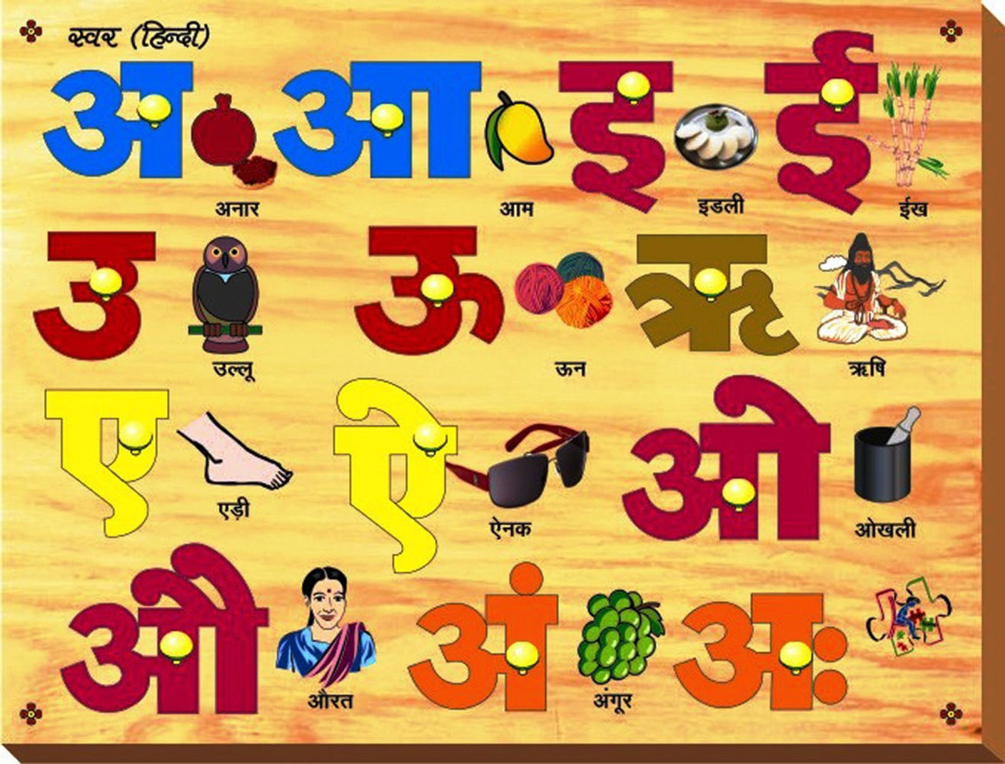 Kinder Creative Swar Hindi Pictures with Knobs Swar Hindi Pictures