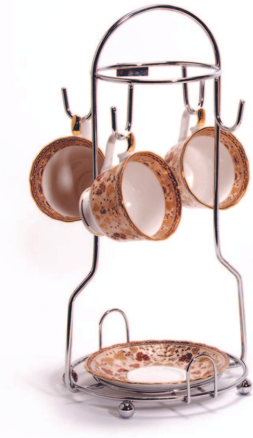 Home Maker Table Top Cup And Saucer Stand Stainless Steel Wall Shelf