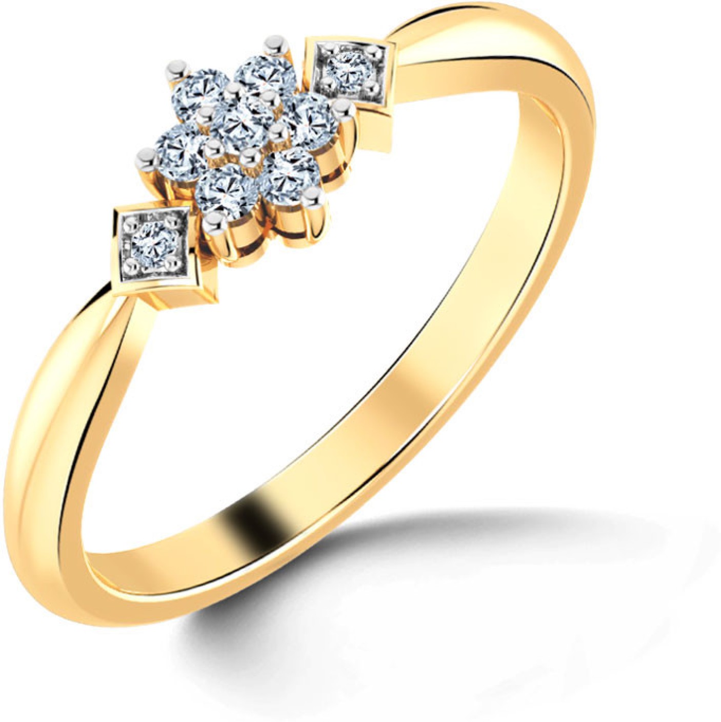 Caratlane Sparkling Rose 18kt Diamond, Emerald Yellow Gold ring Price