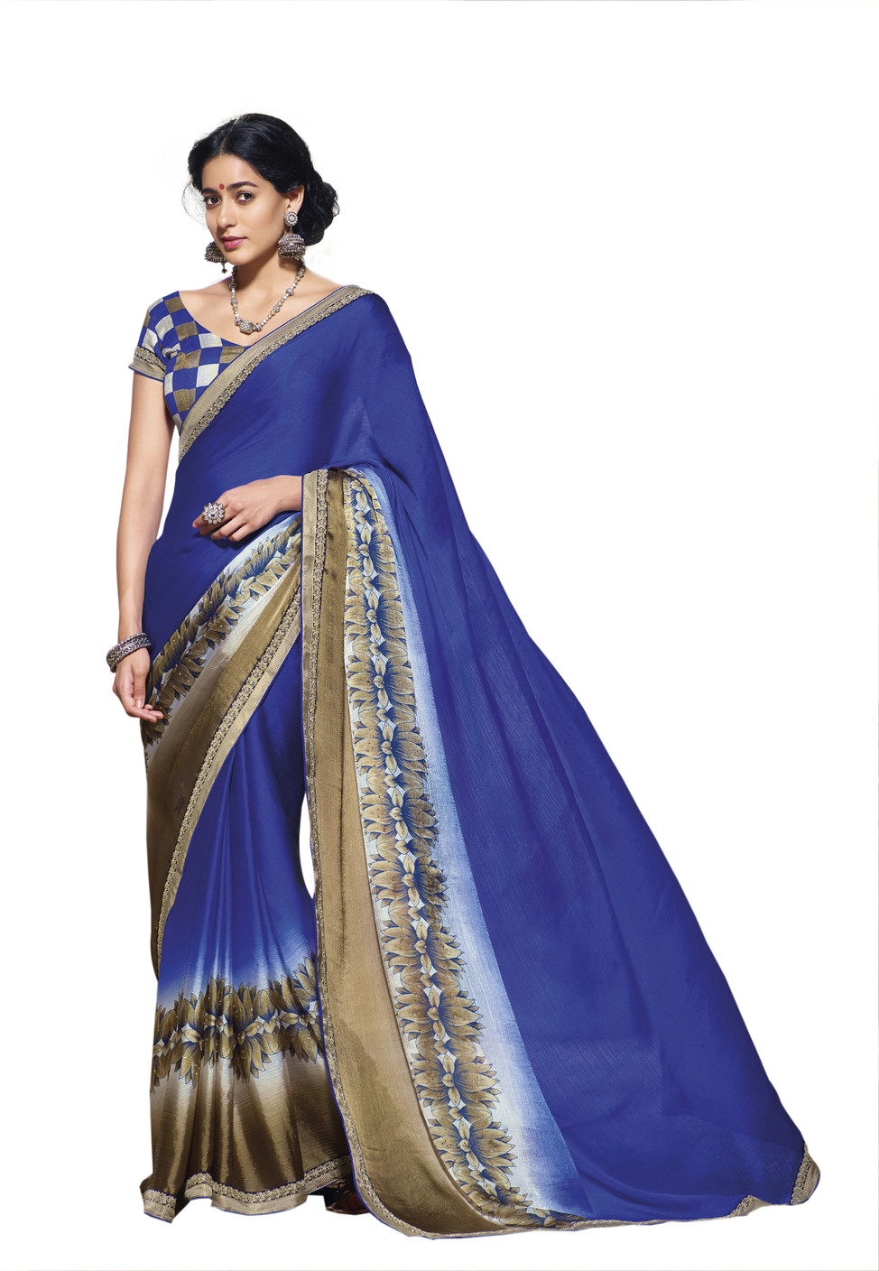 Buy Laxmipati Sarees Printed Fashion Chiffon Blue Sarees Online Best